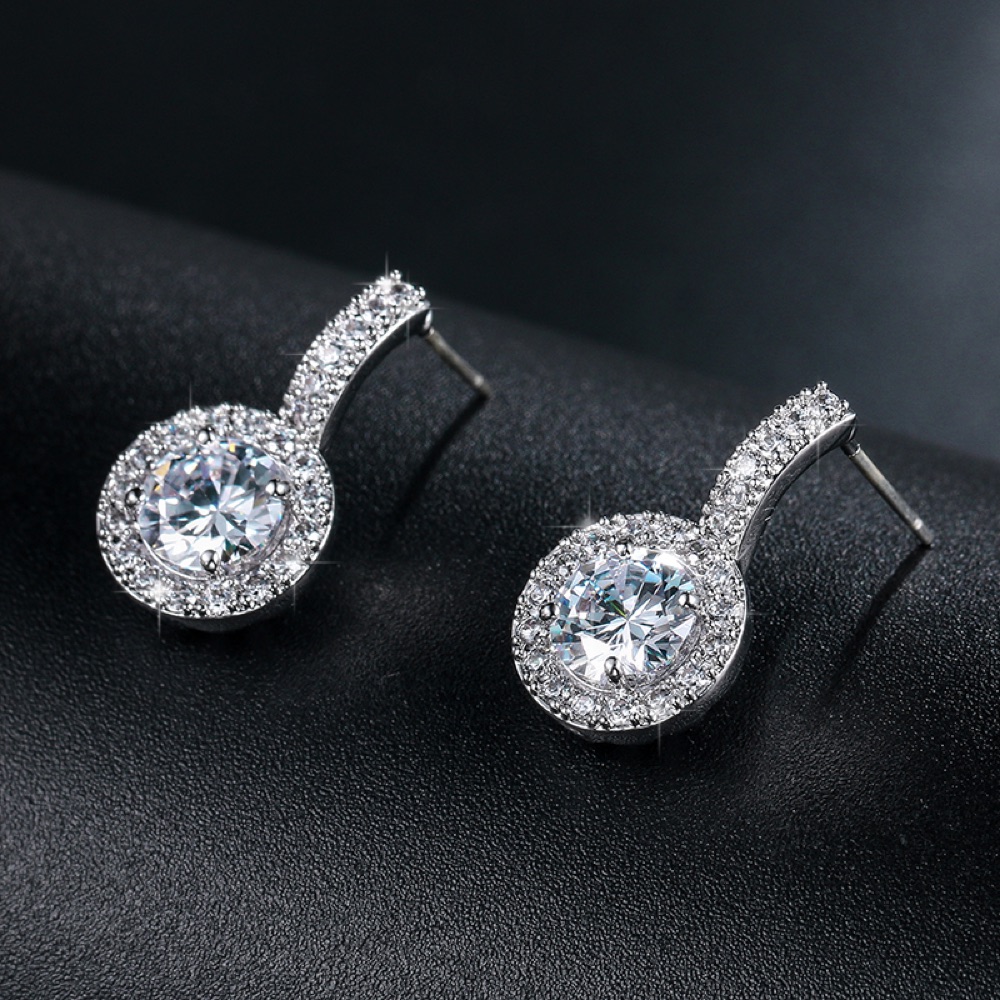 Wedding Guest Crystal Round Statement Earrings