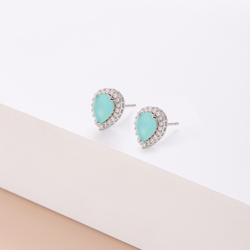 Wedding Guest Light Blue Teardrop Drop Earrings
