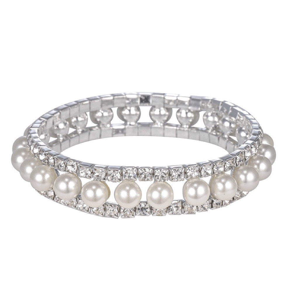 Wide Pearl Crystal Bracelet